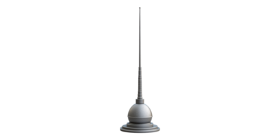 Telescopic radio antenna with base isolated on transparent background png