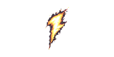 Lightning bolt icon with pixelated edges isolated on transparent background png