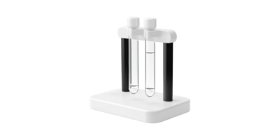 Laboratory test tubes in holder isolated on transparent background png