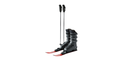 Ski boots and poles set isolated on transparent background png