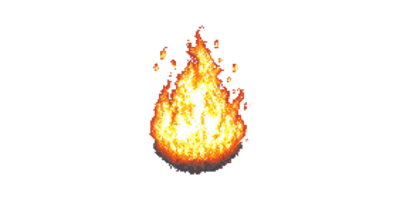 Pixel art fire flame isolated on transparent background png