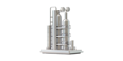 Industrial factory refinery model isolated on transparent background png