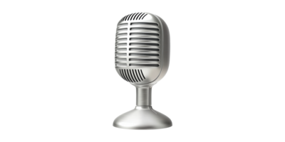 Vintage silver microphone isolated on transparent background png