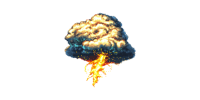 Explosive thundercloud with lightning isolated on transparent background png
