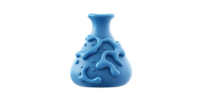 Blue abstract vase with dripping design isolated on transparent background png