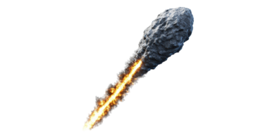 Fiery meteor in motion isolated on transparent background png