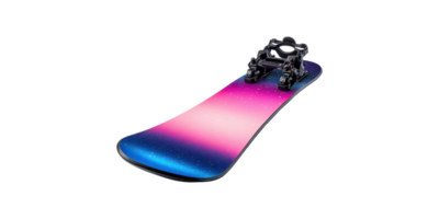 Colorful gradient snowboard with binding isolated on transparent background png