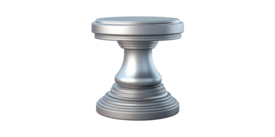 Silver metallic pedestal table base isolated on transparent background png