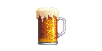 Pixelated beer mug with foam isolated on transparent background png