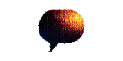 Pixelated speech bubble with gradient effect isolated on transparent background png