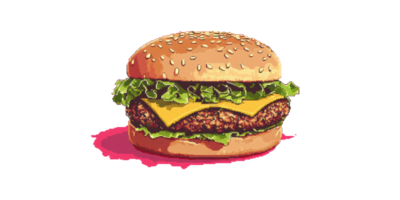 Cheeseburger with lettuce and tomato isolated on transparent background png