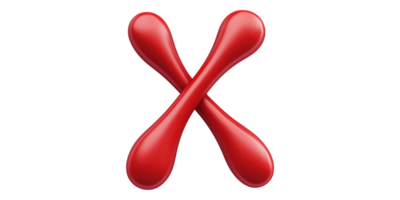 Red glossy x shape 3d design isolated on transparent background png