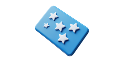 Blue rectangular object with five white 3d stars isolated on transparent background png