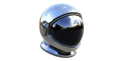Shiny astronaut helmet reflecting skyline isolated on transparent background png
