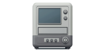 Retro computer monitor with control panel isolated on transparent background png