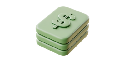 Green dollar sign on rectangular blocks isolated on transparent background png