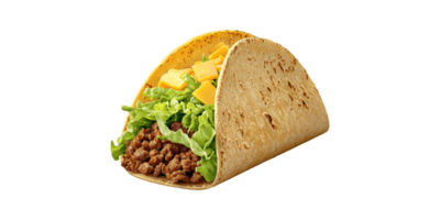 Taco with beef filling, lettuce, and cheese isolated on transparent background png