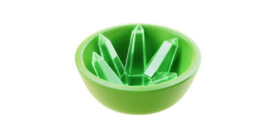 Green bowl with crystal shards isolated on transparent background png