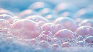 Captivating close-up of delicate foam bubbles soft colors abstract setting artistic material dreamy atmosphere photo