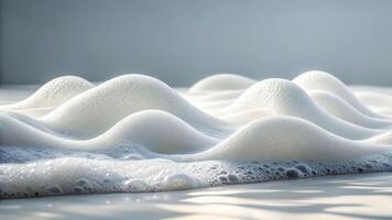 Abstract foam composition with gentle curves and material texture in a minimalist setting soft light environment photo
