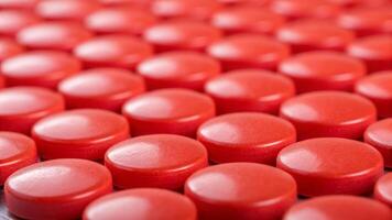 Macro shot of smooth consistent red plastic material studio setup product photography close-up view textural concept photo