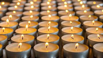 Candle vigil for death remembrance religious setting photo somber atmosphere close-up view grief and reflection