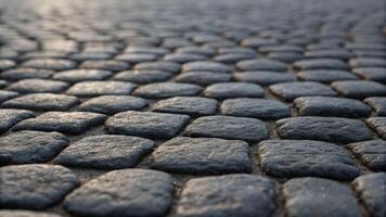 Close-up view of textured surface material cobblestone pathway urban environment nature ground level perspective photo