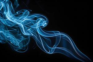 Ethereal blue smoke of death dark space abstract art mysterious atmosphere close-up view conceptual visualization photo