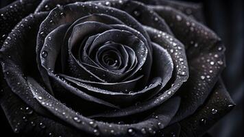 Death in focus close-up of a single black rose nature's elegance studio setting intimate perspective photo