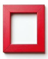 A vibrant red frame stands empty, inviting creativity and personal expression for artwork photo