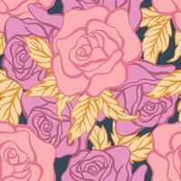 Seamless pattern of Rose flower with combination of pink colors palette vector