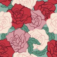 Seamless pattern of Rose flower with combination of natural colors palette vector