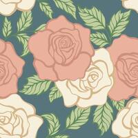 Rose seamless pattern soft colors vector
