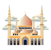 Mosque with some clouds in the sky isolated on white background vector