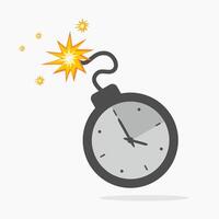 Bomb with a burning fuse and timer. Time bomb, and rolling deadline concept. Time bomb concept flat illustration designed in cartoon flat style. vector