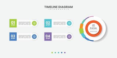 Circular Cycle infographic chart design for business development strategy presentation. Informative with thin line icons for corporate data visualization. Graphics with 4 steps vector