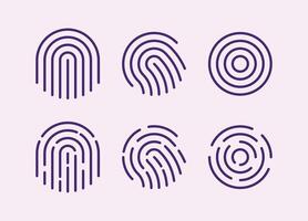 Fingerprint sensor icons, representing modern biometric security icon set. Suitable for tech-related designs, authentication systems, and digital security projects. vector