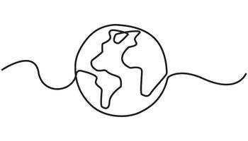 planet earth continuous one line drawing ecology single line vector