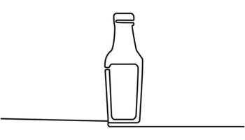 Bottle of sauce one continuous line illustration. vector