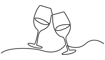 wine glass continuous one line drawing single line vector