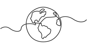 planet earth continuous one line drawing Continuous Line Icon vector