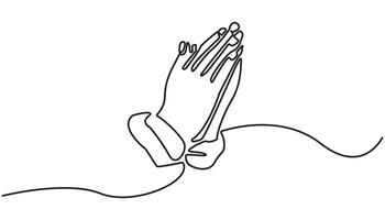 praying hands continuous one line drawing art vector