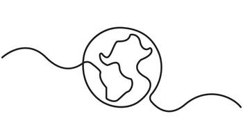 planet earth continuous one line drawing world map vector