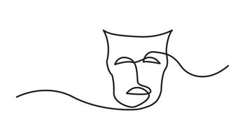 opera event symbols continuous hand drawn greek mask line drawing vector