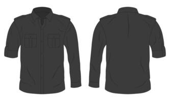 Black button down work shirt mockup front and back view vector