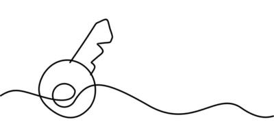 continuous line drawing of key symbol. abstract line art illustration vector