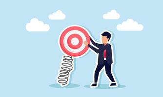 A businessman holding a spring target board, illustration of managing business targets for better structure vector