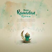 islamic ramadan template design with crescent and lantern vector