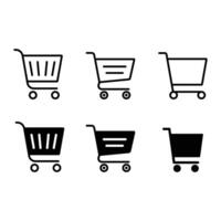 Shopping cart icons set.Isolated on a white background, Shop cart icon set, buy and sale symbol. Full and empty shopping cart. Shopping basket icon sign. Online shopping button. vector