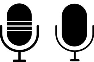 This is a microphone icon, Voice message graphic elements, Social media and App interface Clip art. Audio recording symbol set. Podcast equipment illustration vector